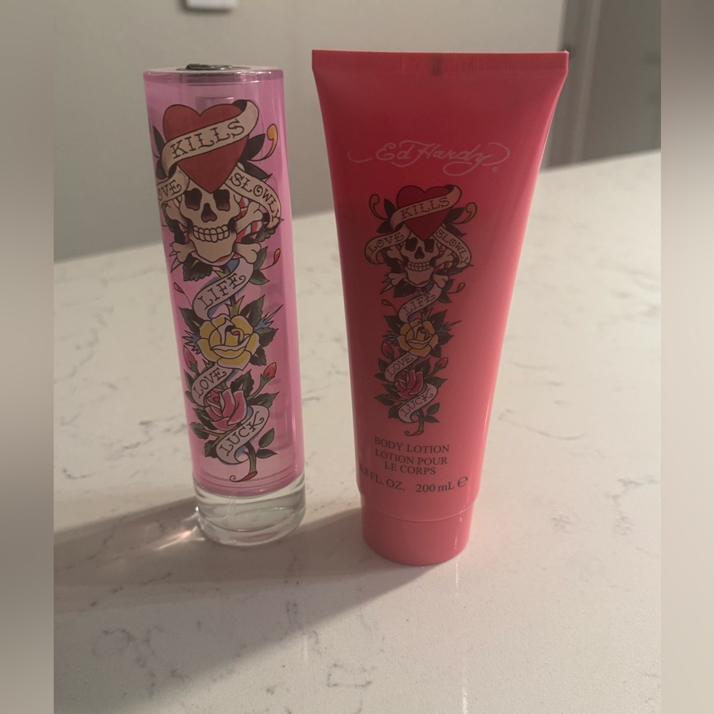 Ed Hardy Pink and Clear Tattoo-Inspired Lotion Duo